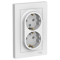 Розетка с/у AtlasDesign 2м с/з белый IP20 в сборе 16А (упак-10шт) SchE          