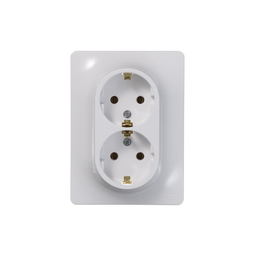 Розетка с/у GLOSSA 2м с/з белый IP20 в сборе 16А (упак-10шт) SchE                                         фото 2                    