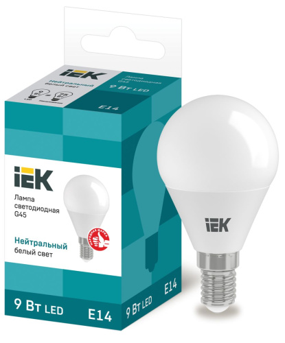 Лампа светодиодная   9Вт E14 G45 4000К шар ИЭК                                        
