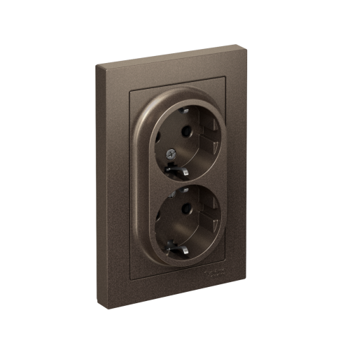 Розетка с/у AtlasDesign 2м с/з мокко IP20 в сборе 16А (упак-6шт) SchE                                        