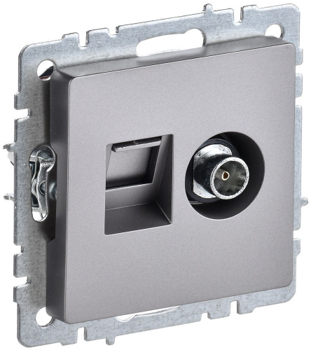 Розетка с/у BRITE TV + RJ45 1м сталь, механизм ИЭК                                        