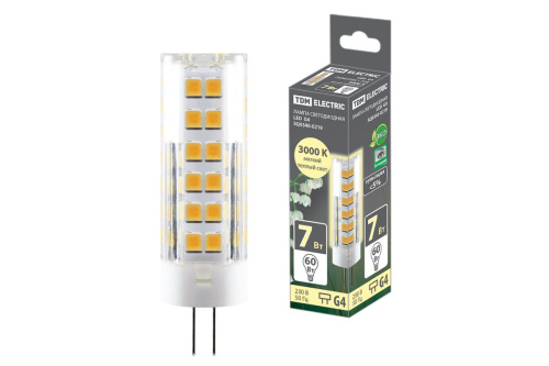 Лампа светодиодная G4-7 Вт-230 В-3000 К, SMD, 18,5x57 мм ТДМ                                        