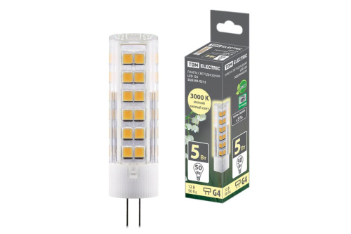 Лампа светодиодная  5Вт G4 12В 3000К AC/DC, SMD, 16x57 мм ТДМ                                        