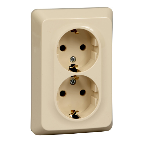 Розетка с/у Этюд 2м с/з кремовый IP20 16А (упак-10шт) SchE                                        