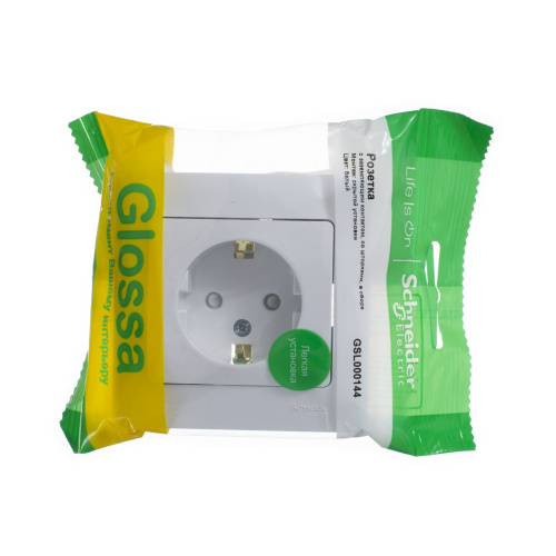 Розетка с/у GLOSSA 1м с/з с з/ш белый IP20 в сборе 16А (упак-15шт) SchE                                         фото 3                    