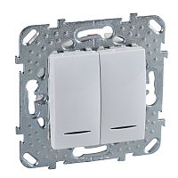 Переключатель с/у Unica 2кл белый IP20 механизм 20АХ 250В с инд. 2 модуля SchE          