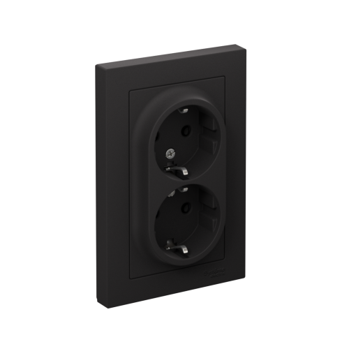 Розетка с/у AtlasDesign 2м с/з карбон IP20 в сборе 16А (упак-6шт) SchE                                        