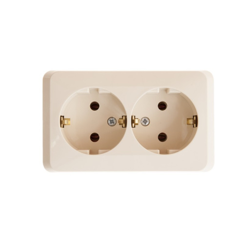 Розетка о/у Этюд 2м с/з кремовый IP20 16А (упак-16шт) SchE                                         фото 4                    