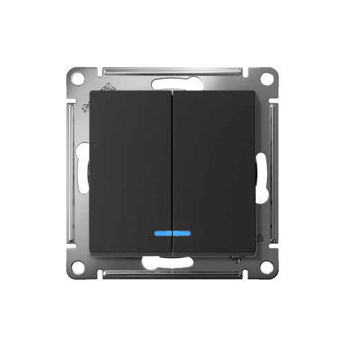 Выключатель с/у AtlasDesign 2кл карбон, механизм IP20 10А с инд. (упак-5шт) SchE                                         фото 2                    