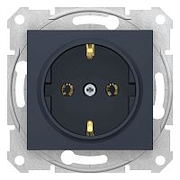 Розетка с/у Sedna 1м с/з графит IP20 механизм 16А (упак-10шт) SchE          