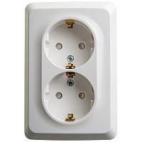 Розетка о/у Этюд 2м с/з с з/ш белый IP20 16А угловая (упак-8шт) SchE          