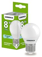 Лампа светодиодная   8Вт E27 G45 6500К шар (упак-100шт) GENERICA          