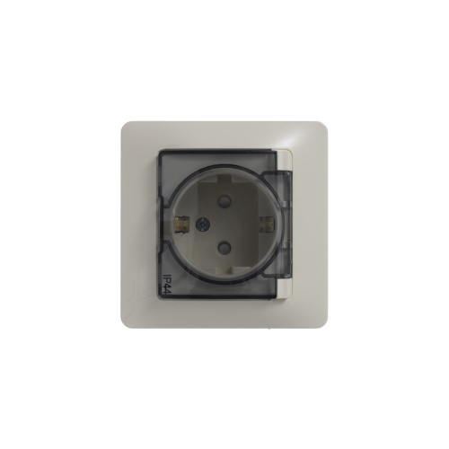 Розетка с/у GLOSSA 1м с/з с з/ш бежевый IP44 в сборе 16А с защ.крыш. (упак-10 шт) SchE                                         фото 7                    