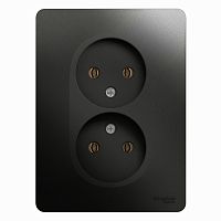 Розетка с/у GLOSSA 2м б/з антрацит IP20 в сборе 16А (упак-15шт) SchE          