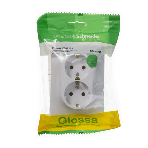 Розетка с/у GLOSSA 2м с/з белый IP20 в сборе 16А (упак-10шт) SchE                                         фото 5                    