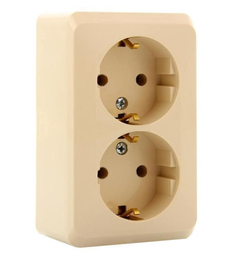Розетка о/у Этюд 2м с/з кремовый IP20 16А (упак-16шт) SchE                                         фото 3                    