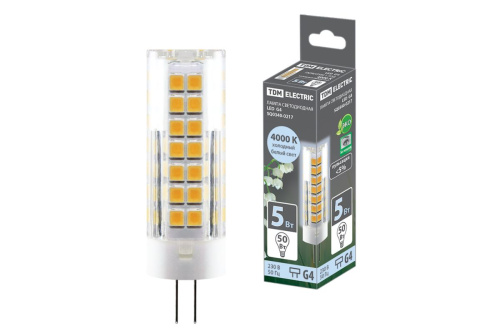 Лампа светодиодная G4-5 Вт-230 В-4000 К, SMD, 16x55 мм ТДМ                                        