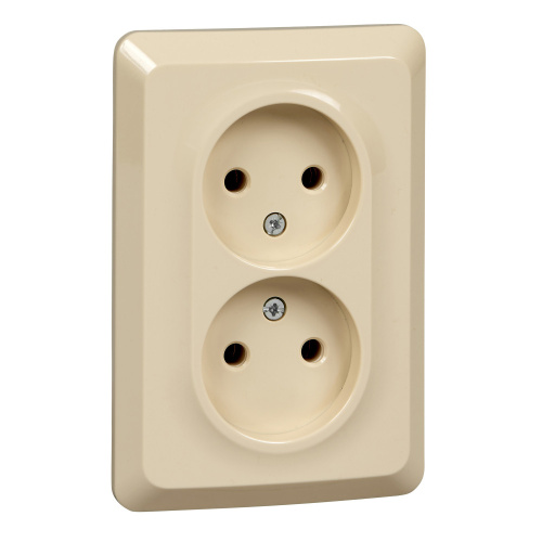 Розетка с/у Этюд 2м б/з кремовый IP20 16А (упак-12шт) SchE                                        