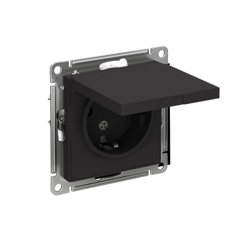 Розетка с/у AtlasDesign 1м с/з с з/ш карбон IP20 механизм 16А с защ.крыш. (упак-5шт) SchE                                        