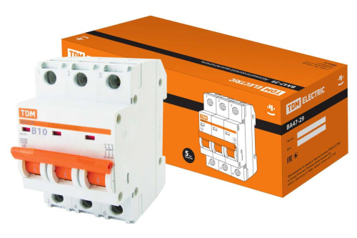 Автоматический выключатель 3п 10А В ВА47-29 ТДМ                                        