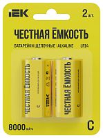 Батарейка щелочная Alkaline LR14/C (2шт/блистер) IEK          