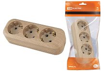 Колодка розеточная 3 гнезда 2П+3 16А 250В "Эко" (сосна) ТДМ          
