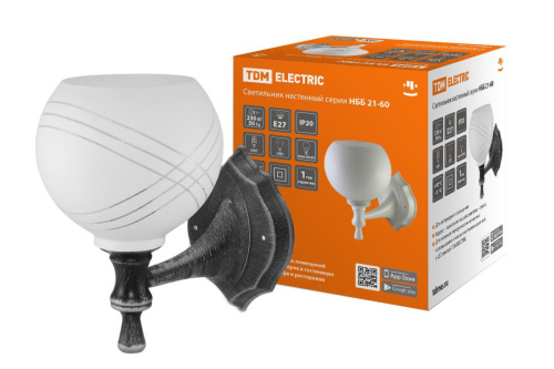 Светильник НББ 21-60-1322 УХЛ4 (черный под серебро, плафон полушар "параллели") ТДМ                                        