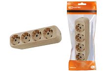 Колодка розеточная 4 гнезда 2П+3 16А 250В "Эко" (сосна) ТДМ          