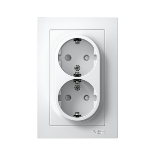 Розетка с/у AtlasDesign 2м с/з с з/ш белый IP20 в сборе 16А (упак-10шт) SchE                                         фото 2                    