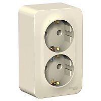 Розетка о/у Бланка 2м с/з молочный IP20 16А изол.пл. (упак-8 шт) SchE          