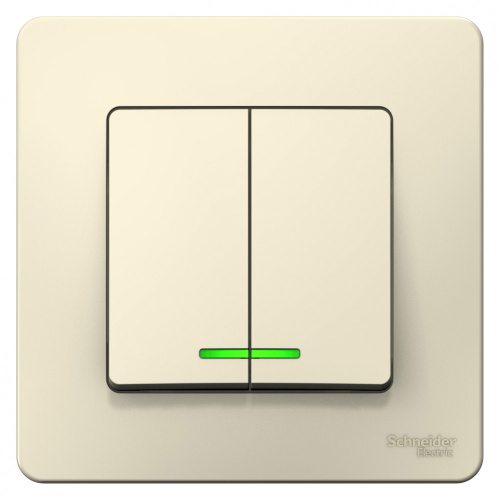 Выключатель с/у Бланка 2кл молочный IP20 10А с инд. (упак-10шт) SchE                                        