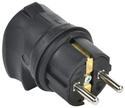 Вилка с боковым вводом 16А IP44 каучук черная GENERICA                                        