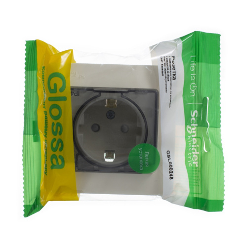 Розетка с/у GLOSSA 1м с/з с з/ш бежевый IP44 в сборе 16А с защ.крыш. (упак-10 шт) SchE                                         фото 6                    