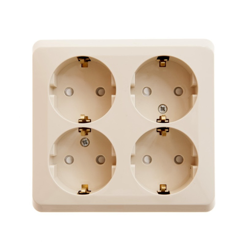 Розетка о/у Этюд 4м с/з с з/ш кремовый IP20 16А (упак-5шт) SchE                                         фото 3                    